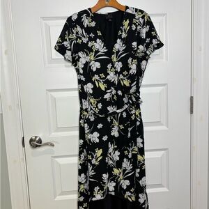 Worthington Black and White Floral Wrap Dress